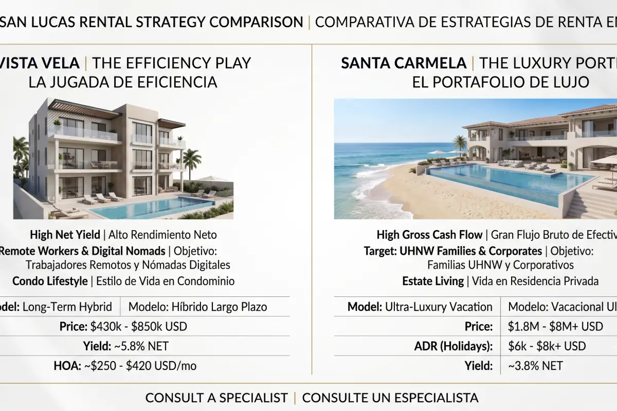Rentas a Largo Plazo vs. Vacacionales en Vista Vela y Santa Carmela: Guía Definitiva para Inversionistas en Cabo